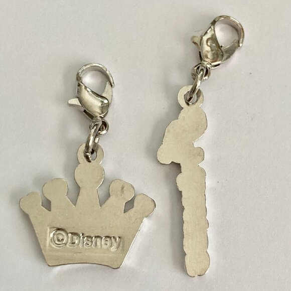 Vintage Disney Princess Crown Clip On Charms Zipper Pull Pink Enamel Signed - Picture 4 of 5